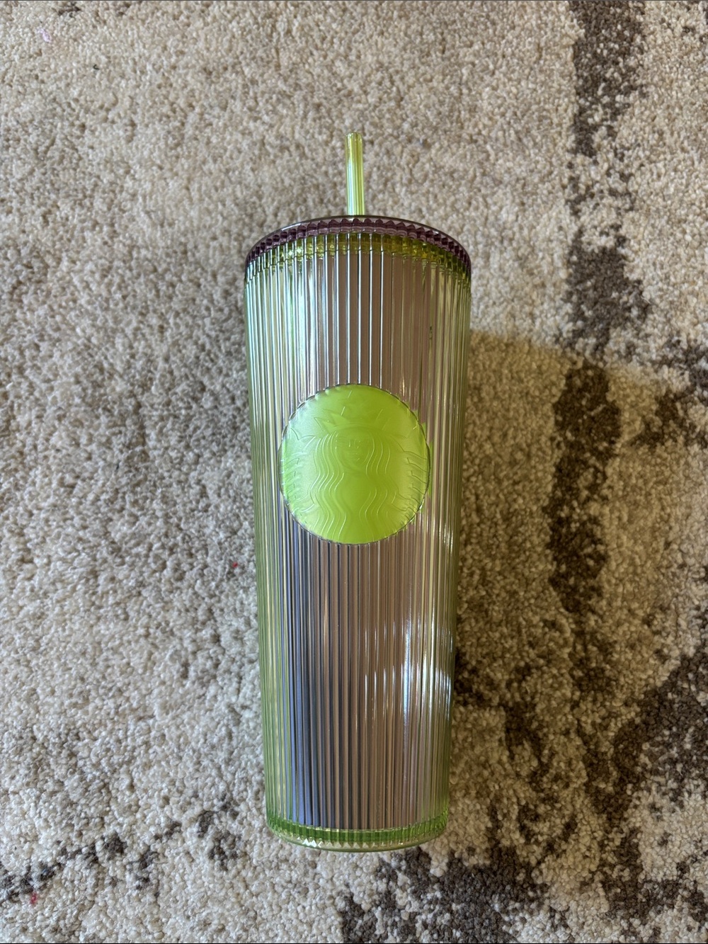 STARBUCKS - 2025 NEON TRANSPARENT LIME & LILAC PLEATED VENTI TUMBLER NWT